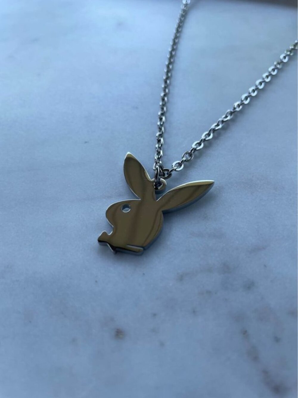 Playboy Necklace - Dainty Chain - 22" Silver Chain - Y2K - Unisex